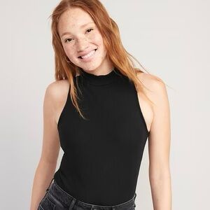 Old Navy Women’s L Ribbed Mock Neck Sleeveless Top in Black Jack